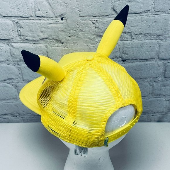 Pokemon PIKACHU Nintendo Yellow Snapback Trucker Hat Cap 3D Ears - Picture 7 of 10